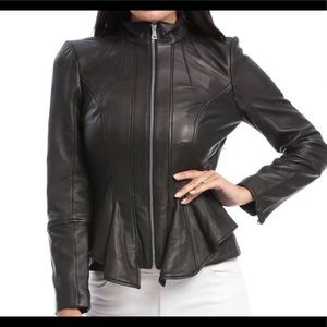 NWT Bebe Leather Peplum Jacket